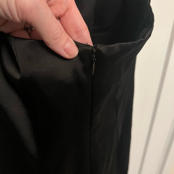Vintage Cache Black Satin Fitted Ruched Bodycon Y2K Party Cocktail Dress Size 6 - Picture 8 of 9